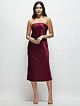 Front View Thumbnail - Cabernet Strapless Midi Bias Column Dress with Peek-a-Boo Corset Back