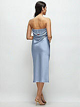 Rear View Thumbnail - Cloudy Strapless Midi Bias Column Dress with Peek-a-Boo Corset Back