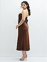 Alt View 2 Thumbnail - Cognac Strapless Midi Bias Column Dress with Peek-a-Boo Corset Back