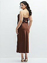 Alt View 3 Thumbnail - Cognac Strapless Midi Bias Column Dress with Peek-a-Boo Corset Back