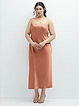 Alt View 1 Thumbnail - Copper Penny Strapless Midi Bias Column Dress with Peek-a-Boo Corset Back