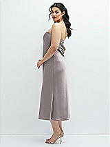 Alt View 2 Thumbnail - Cashmere Gray Strapless Midi Bias Column Dress with Peek-a-Boo Corset Back