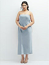 Alt View 1 Thumbnail - Mist Strapless Midi Bias Column Dress with Peek-a-Boo Corset Back