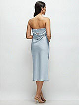 Rear View Thumbnail - Mist Strapless Midi Bias Column Dress with Peek-a-Boo Corset Back