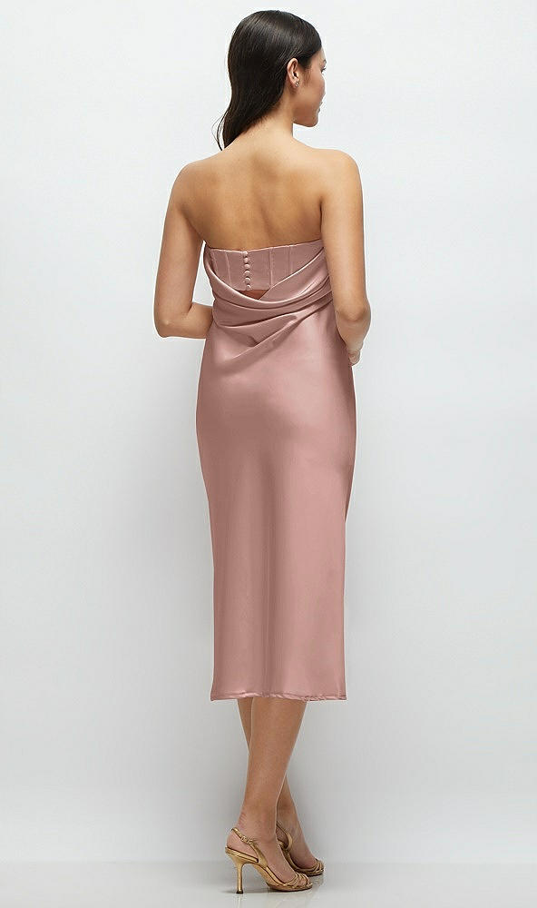 Back View - Neu Nude Strapless Midi Bias Column Dress with Peek-a-Boo Corset Back