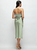 Rear View Thumbnail - Sage Strapless Midi Bias Column Dress with Peek-a-Boo Corset Back