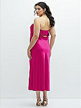 Alt View 3 Thumbnail - Think Pink Strapless Midi Bias Column Dress with Peek-a-Boo Corset Back