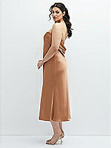 Alt View 2 Thumbnail - Toffee Strapless Midi Bias Column Dress with Peek-a-Boo Corset Back