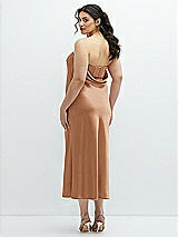 Alt View 3 Thumbnail - Toffee Strapless Midi Bias Column Dress with Peek-a-Boo Corset Back