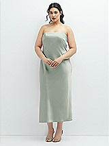 Alt View 1 Thumbnail - Willow Green Strapless Midi Bias Column Dress with Peek-a-Boo Corset Back