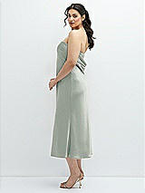 Alt View 2 Thumbnail - Willow Green Strapless Midi Bias Column Dress with Peek-a-Boo Corset Back