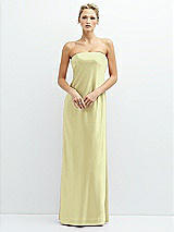 Front View Thumbnail - Butter Yellow Strapless Maxi Bias Column Dress with Peek-a-Boo Corset Back