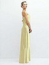 Side View Thumbnail - Butter Yellow Strapless Maxi Bias Column Dress with Peek-a-Boo Corset Back