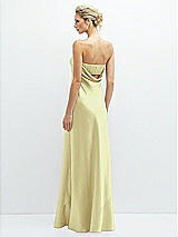 Rear View Thumbnail - Butter Yellow Strapless Maxi Bias Column Dress with Peek-a-Boo Corset Back