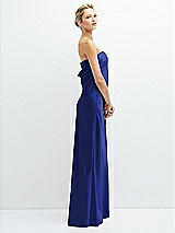 Side View Thumbnail - Cobalt Blue Strapless Maxi Bias Column Dress with Peek-a-Boo Corset Back