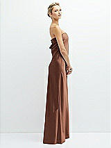 Side View Thumbnail - Cognac Strapless Maxi Bias Column Dress with Peek-a-Boo Corset Back