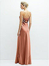 Rear View Thumbnail - Copper Penny Strapless Maxi Bias Column Dress with Peek-a-Boo Corset Back