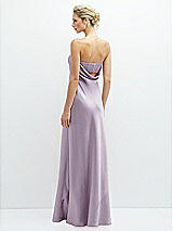 Rear View Thumbnail - Lilac Haze Strapless Maxi Bias Column Dress with Peek-a-Boo Corset Back