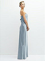 Side View Thumbnail - Mist Strapless Maxi Bias Column Dress with Peek-a-Boo Corset Back