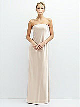 Front View Thumbnail - Oat Strapless Maxi Bias Column Dress with Peek-a-Boo Corset Back