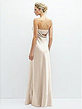 Rear View Thumbnail - Oat Strapless Maxi Bias Column Dress with Peek-a-Boo Corset Back