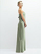 Side View Thumbnail - Sage Strapless Maxi Bias Column Dress with Peek-a-Boo Corset Back