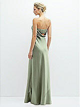 Rear View Thumbnail - Sage Strapless Maxi Bias Column Dress with Peek-a-Boo Corset Back