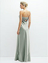 Rear View Thumbnail - Willow Green Strapless Maxi Bias Column Dress with Peek-a-Boo Corset Back