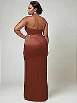 Alt View 2 Thumbnail - Auburn Moon Strapless Topstitched Corset Satin Maxi Dress with Draped Column Skirt