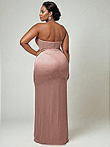 Alt View 2 Thumbnail - Neu Nude Strapless Topstitched Corset Satin Maxi Dress with Draped Column Skirt