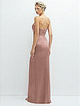 Rear View Thumbnail - Neu Nude Strapless Topstitched Corset Satin Maxi Dress with Draped Column Skirt