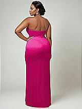 Alt View 2 Thumbnail - Think Pink Strapless Topstitched Corset Satin Maxi Dress with Draped Column Skirt