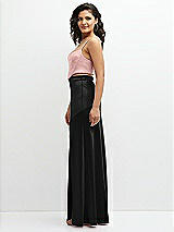 Side View Thumbnail - Black Satin Mix-and-Match High Waist Seamed Bias Skirt