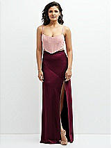 Front View Thumbnail - Cabernet Satin Mix-and-Match High Waist Seamed Bias Skirt