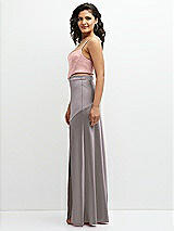 Side View Thumbnail - Cashmere Gray Satin Mix-and-Match High Waist Seamed Bias Skirt