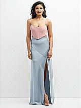 Front View Thumbnail - Mist Satin Mix-and-Match High Waist Seamed Bias Skirt