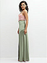 Side View Thumbnail - Sage Satin Mix-and-Match High Waist Seamed Bias Skirt