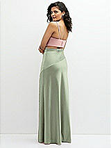 Rear View Thumbnail - Sage Satin Mix-and-Match High Waist Seamed Bias Skirt