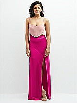 Front View Thumbnail - Think Pink Satin Mix-and-Match High Waist Seamed Bias Skirt