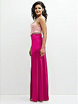 Side View Thumbnail - Think Pink Satin Mix-and-Match High Waist Seamed Bias Skirt