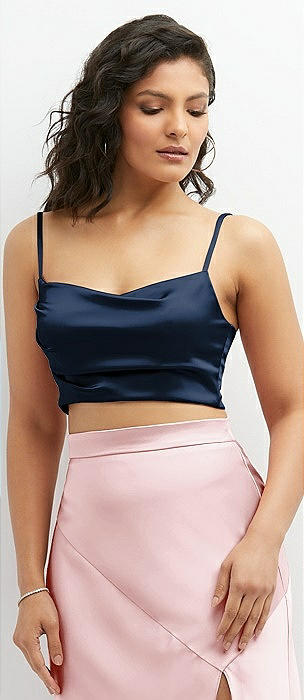 Satin Mix-and-Match Draped Midriff Top