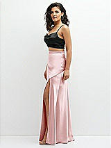 Side View Thumbnail - Black Satin Mix-and-Match Draped Midriff Top