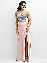 Alt View 1 Thumbnail - Cloudy Satin Mix-and-Match Draped Midriff Top