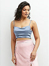 Front View Thumbnail - Cloudy Satin Mix-and-Match Draped Midriff Top