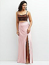 Alt View 1 Thumbnail - Cognac Satin Mix-and-Match Draped Midriff Top