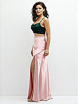 Side View Thumbnail - Evergreen Satin Mix-and-Match Draped Midriff Top