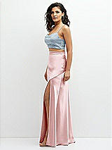 Side View Thumbnail - Mist Satin Mix-and-Match Draped Midriff Top