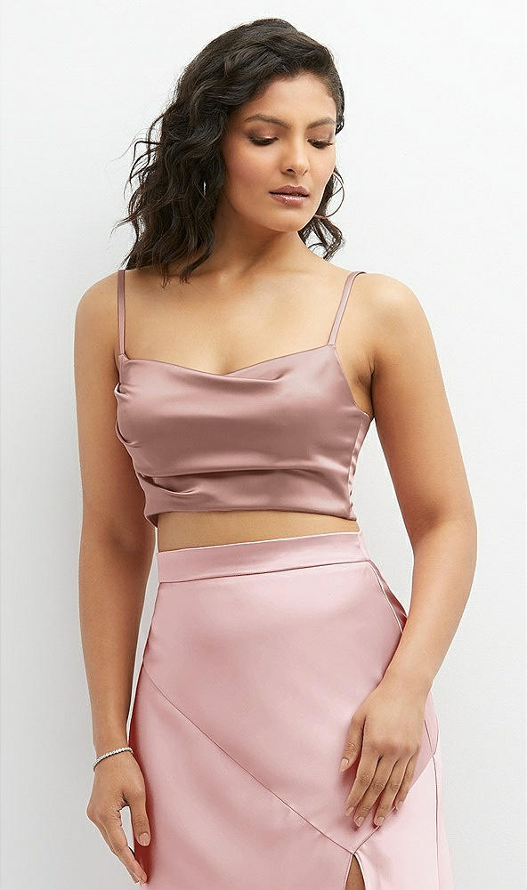 Front View - Neu Nude Satin Mix-and-Match Draped Midriff Top