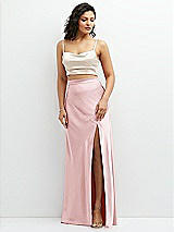 Alt View 1 Thumbnail - Oat Satin Mix-and-Match Draped Midriff Top