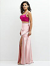 Side View Thumbnail - Think Pink Satin Mix-and-Match Draped Midriff Top